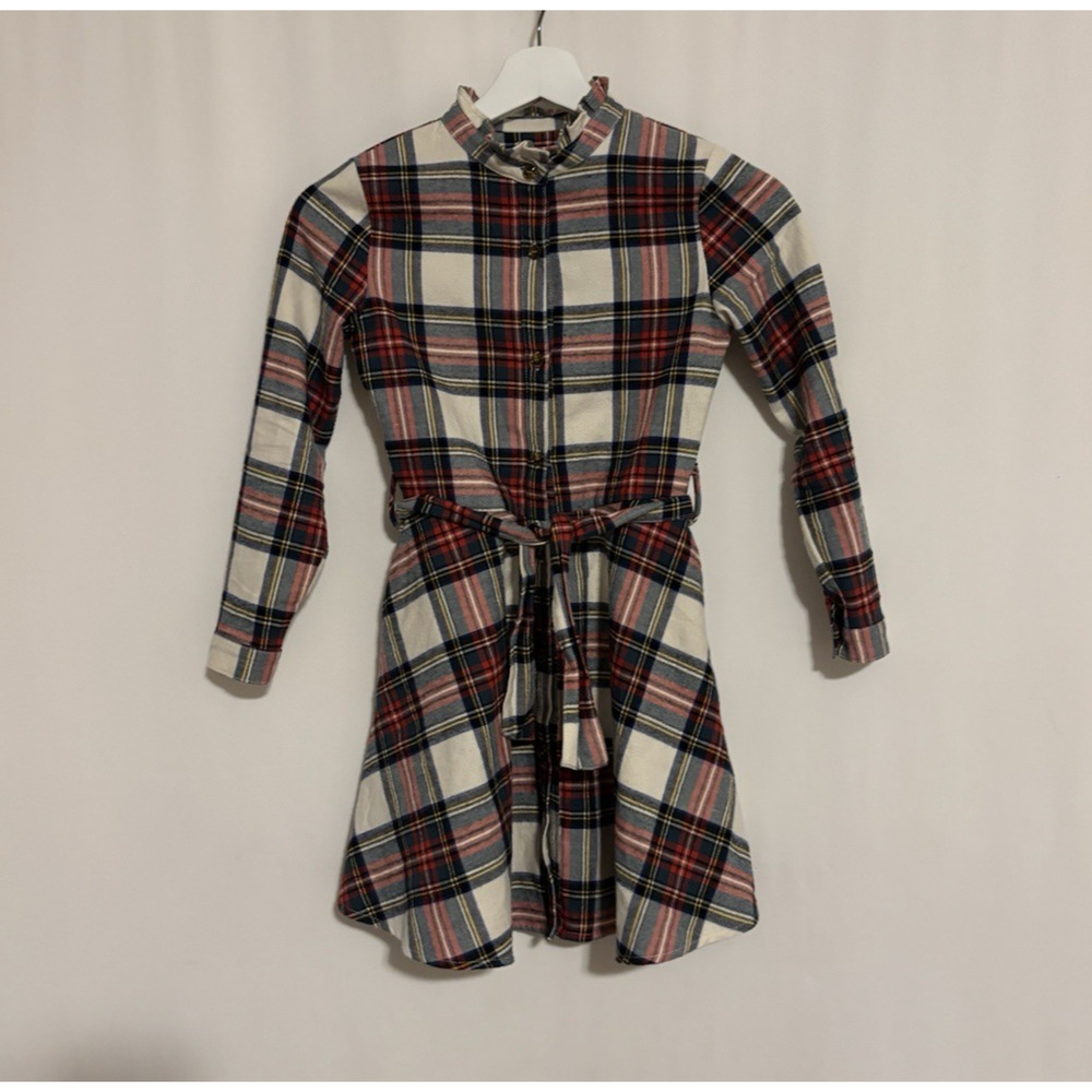 Kiel James Patrick Cozy Cabin Flannel Girls Dress 8 Plaid Fit & Flare Button Up